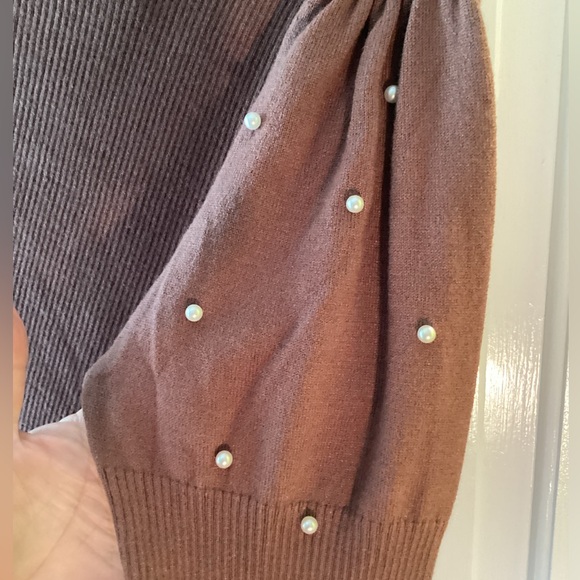Bibi one sleeve brown sweater with pearls - Picture 3 of 6